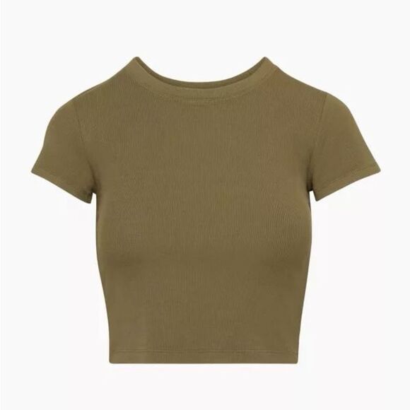 Wilfred Free | Go-to T-shirt | Olive Green Ribbed Crop Top - Picture 2 of 8